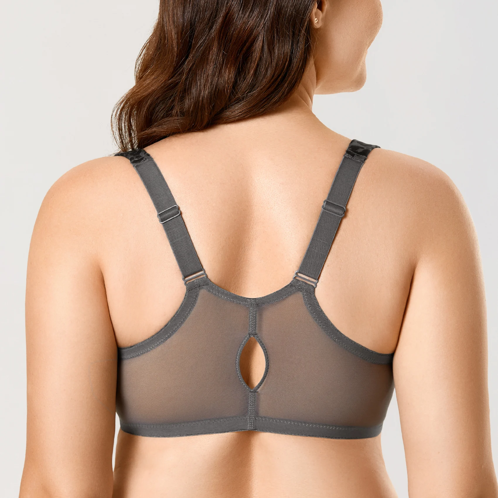 Women's Front Closure Racerback Underwire Full Coverage Non-padded T-shirt Bra Sheer Back Leopard Printed Sexy B-DD F G 34-48