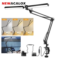 NEWACALOX EU/US 12V Reading Desk Lamp with 160Pcs LED Lights 24W Indoor Light Table Clamp Folding Light for Office/Study/Working 1