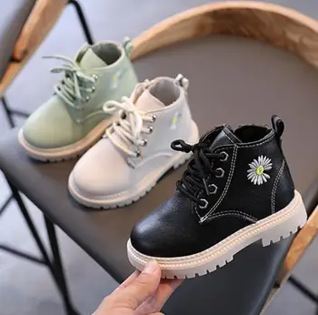 

Autumn Winter Kids Short Boots Leather Children Ankle Martin Boots Size 21-30 Toddler Boots Solid Colors Boys Girls Boots