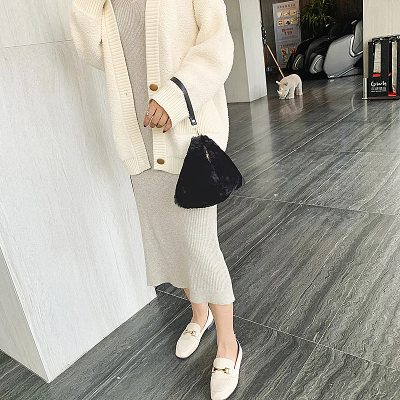 

2019 New Style Faux Rex Rabbit Fur Handbag Versatile Plush Triangular Bag Korean-style Fur Clothing zong zi bao Fashion WOMEN'S