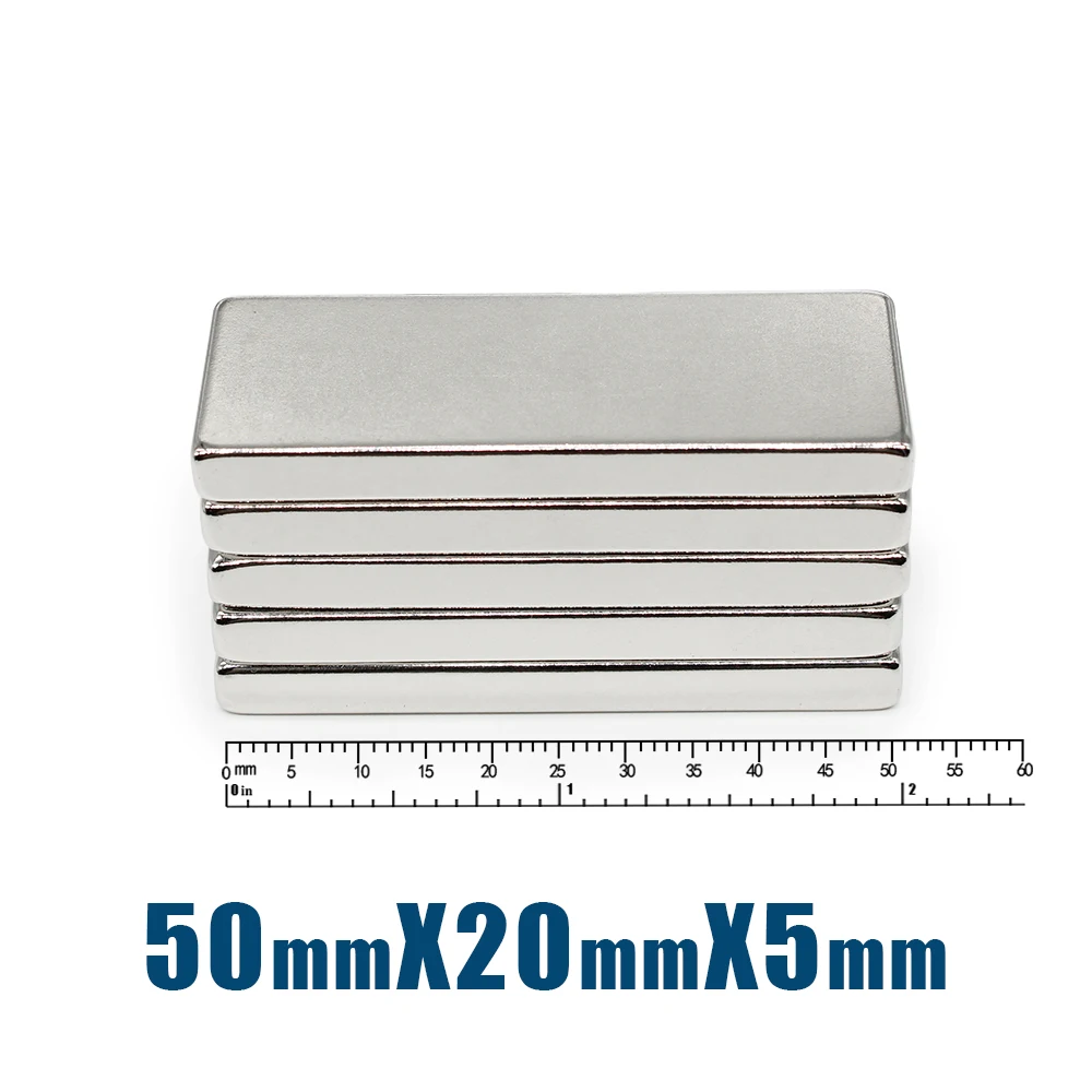 1/2/5/10 шт. 50x20x5 мм мощные квадратные магниты N35 блок прямоугольный неодимовый
