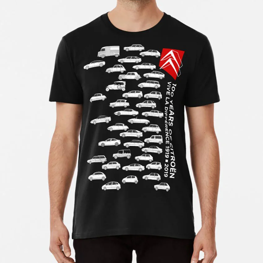 Черный Citroen 100 anniversary-Vive La Difference 1919- художественная футболка citroen 100 citroen 100 anniversary - Цвет: Черный