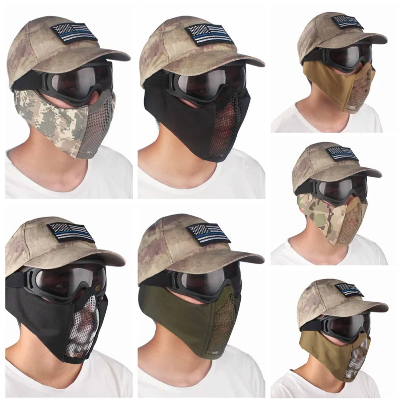 Тактическая Маска на половину лица из металлической сетки, защитная маска для охоты, защитная маска для страйкбола, защитная маска на половину лица