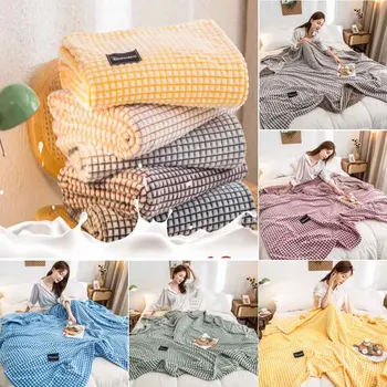 

WOSTAR Winter Soft warm Milk flannel Fleece Blanket beds sofa bedspread modern simple solid double-deck weighting Throw Blanket