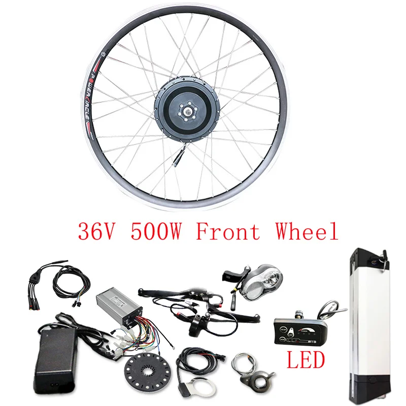 36v 500w LED Front 36 в набор преобразования для электрического велосипеда 20-700C(28 дюймов) электрическое преобразование велосипедов Комплект 36 в 250 Вт 350 Вт 500 Вт Передняя Задняя Ступица Мотор колеса E велосипед - Цвет: 36v 500w LED Front