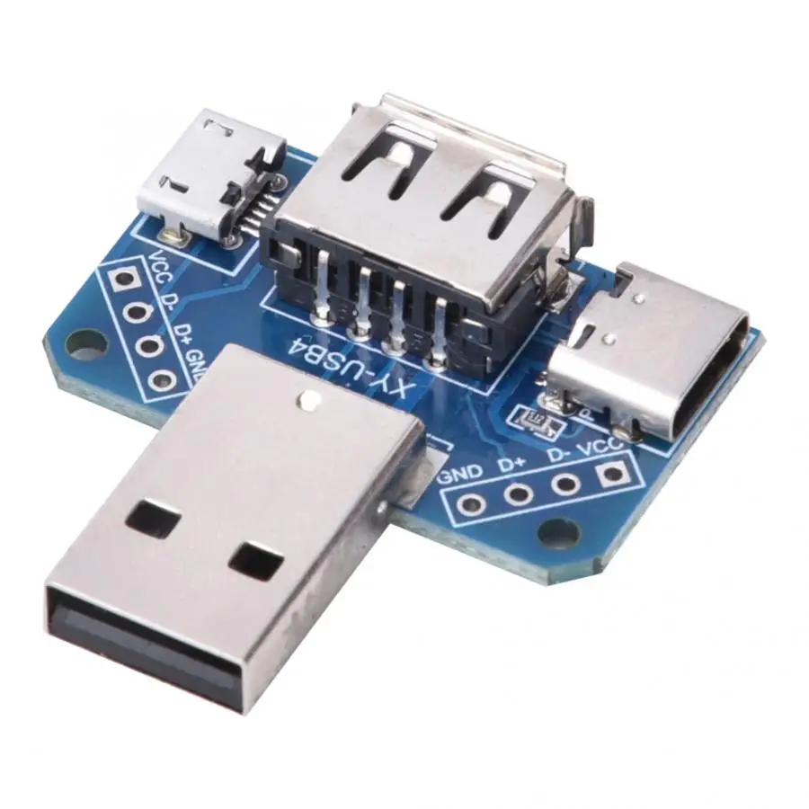 5 шт. USB адаптер пластина папа USB на женский USB Micro-usb type-C 4P 2,54 мм плата передачи данных