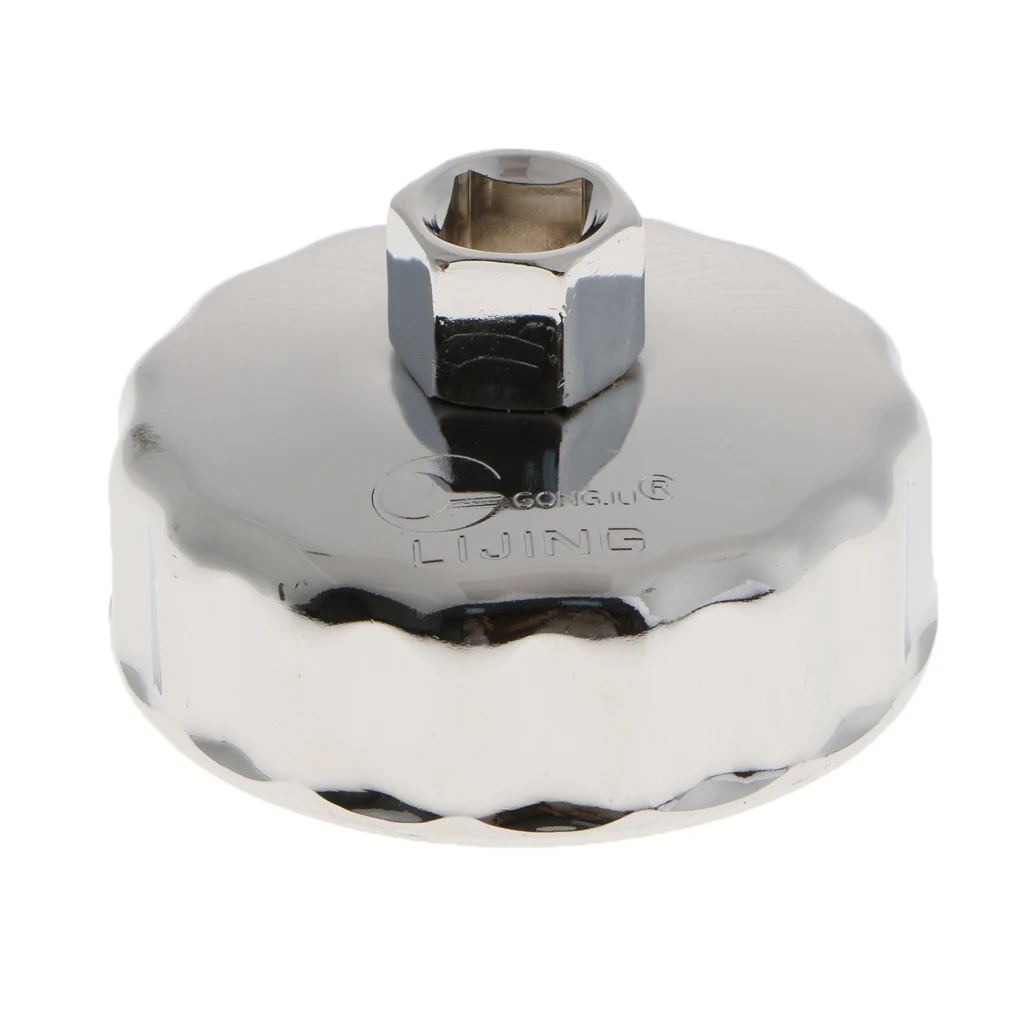 Oil Filter Cup Wrench Housing Tool Remover Cap Oil Grid, Dia 73mm,14 Flutes, Steel and Chrome Plated, for Toyota