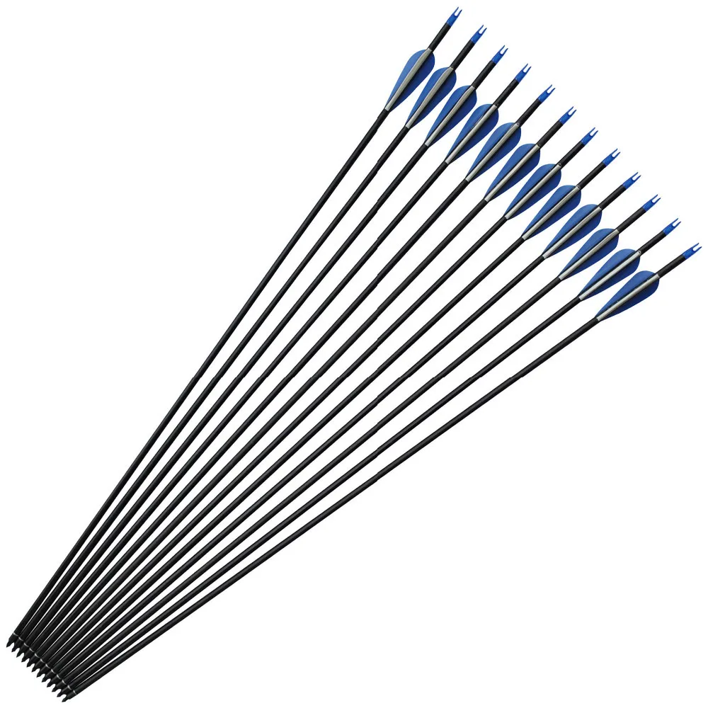 

6/12/24 pcs Archery Arrows for Shooting Hunting 32 Inches 7.6mm Spine 400 Carbon Arrows Replaceable Head Compound Recurve Bow