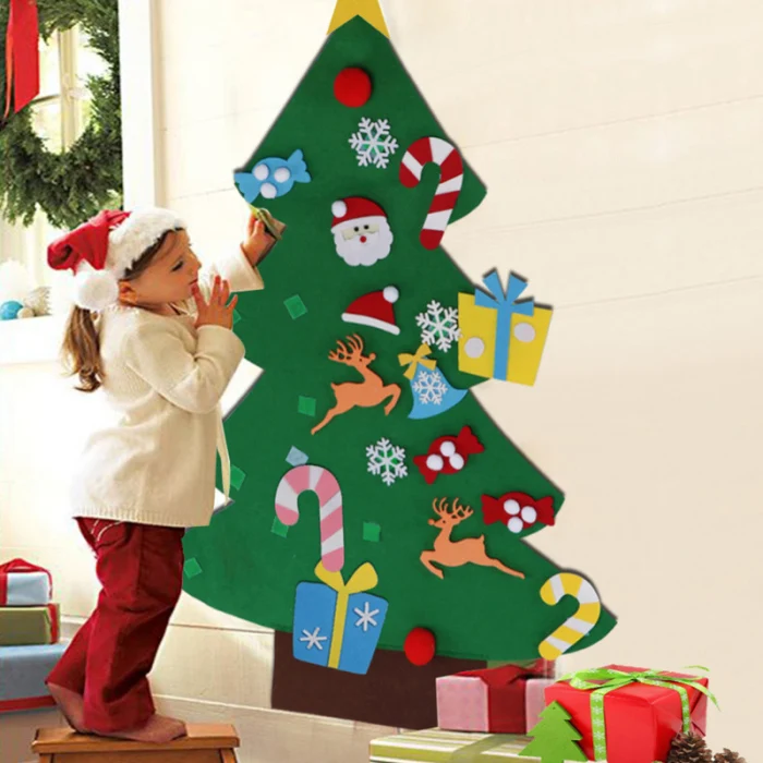 New Hot DIY Felt Christmas Tree Craft Education Ornament Kit Decoration for Children Kids SMD66