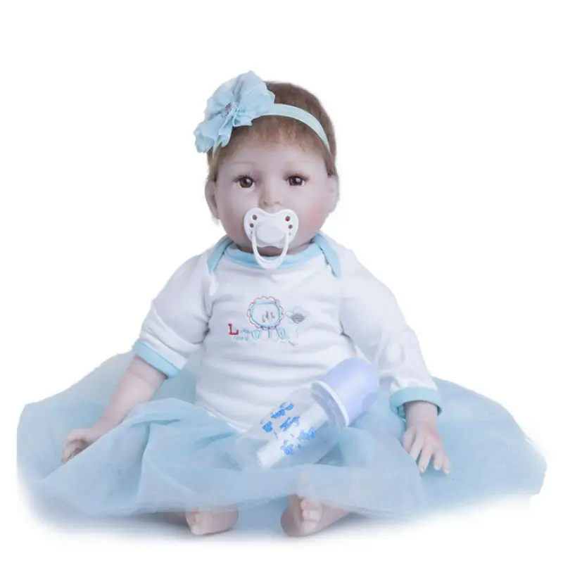 55 см Милая Реалистичная силиконовая кукла для новорожденных Импортная мягкая