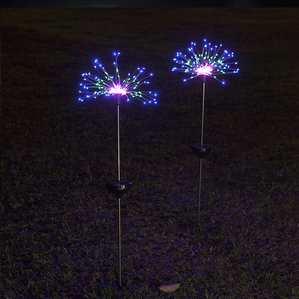 

2pcs a lot Landscape Outdoor Decorative String Wire Firework Holiday Solar Powered LED Colorful Party Yard Lighting