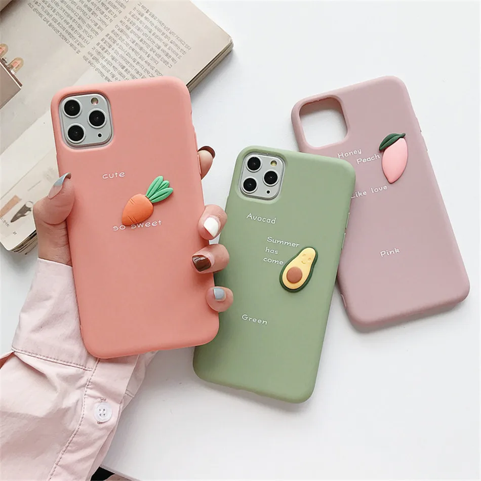 USLION силиконовый 3D авокад карамельный цвет чехол для телефона для iPhone 11 Pro Max X XS XR Xs Max 6 6S 7 8 Plus Мягкий ТПУ буквы задняя крышка