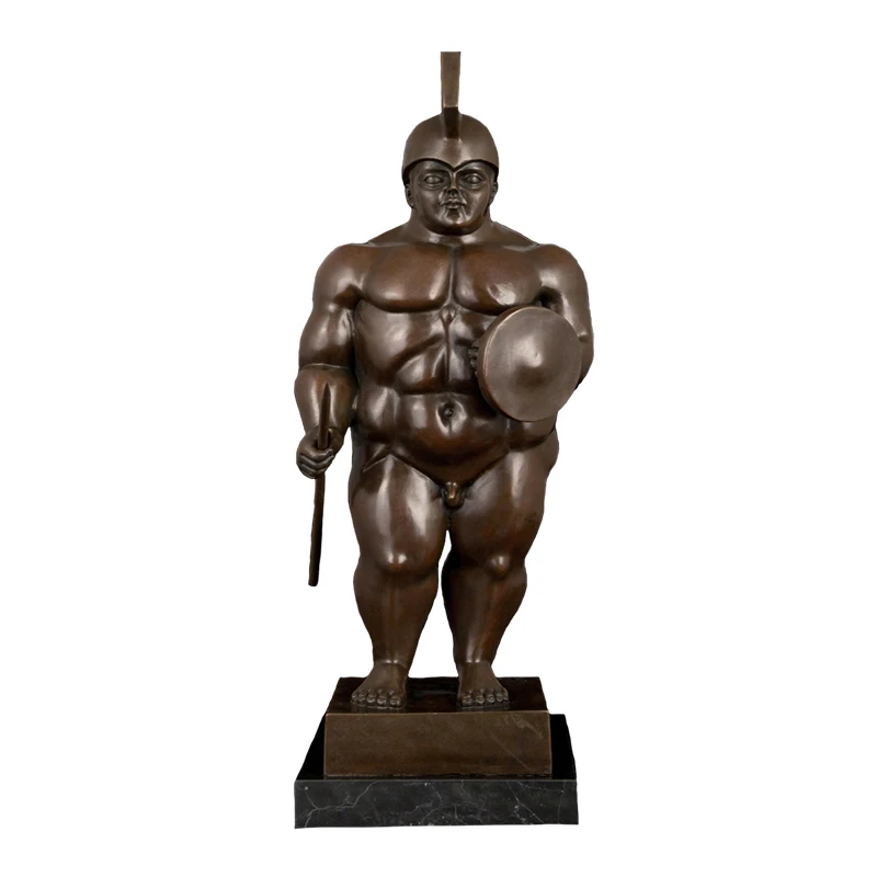 

ArtsHom DS-497 Abstract Bronze Famous Statue Botero reproduction sculpture bronze fat warrior soldier Figurines for collectible