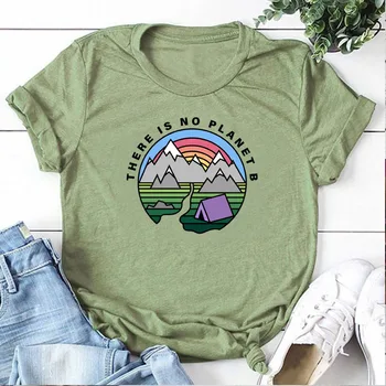 

There Is No Planet B Shirts Women Aesthetic Nature Love Casual Summer T-shirt Fashion Save Mother Earth Slogan Tops Dropshipping