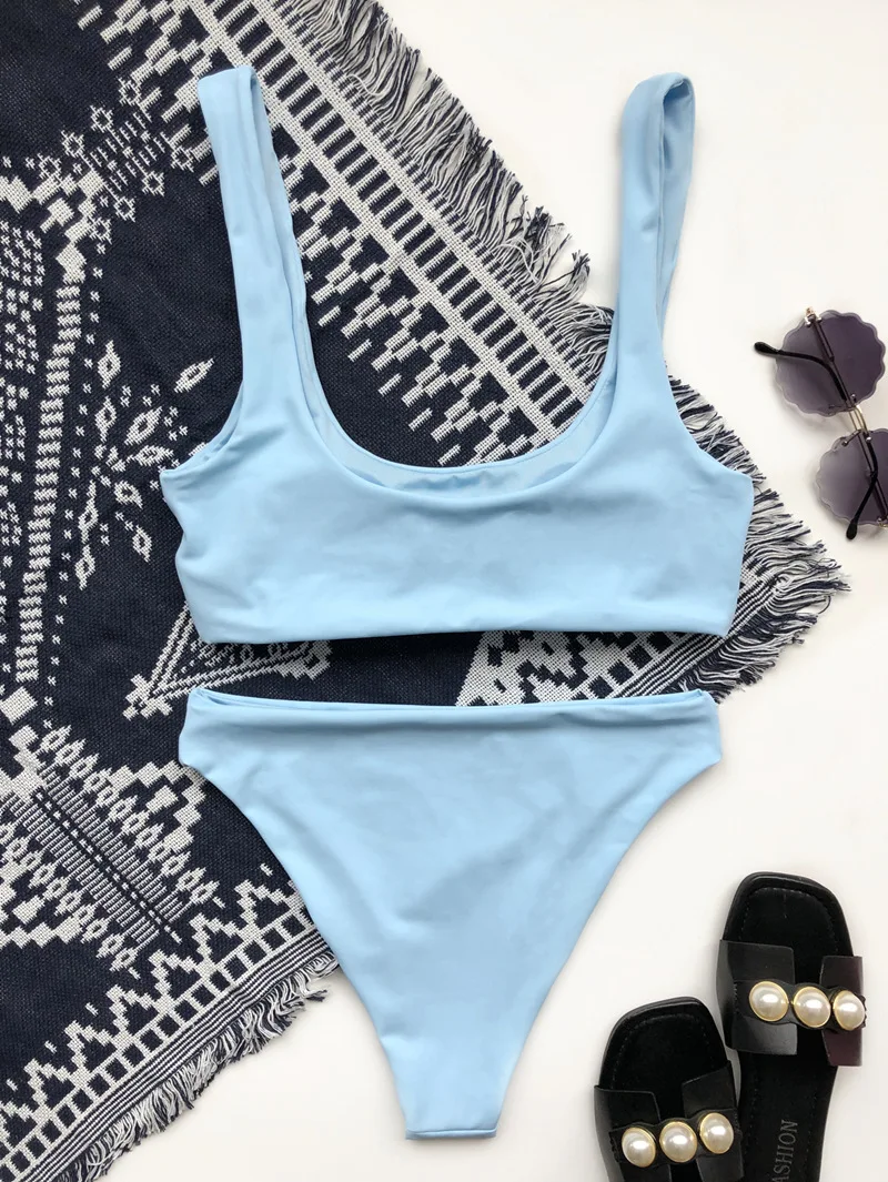 High waist bikinis 2020 Bandeau swimsuit women swimwear female mujer Sports Vintage bathing suit Two piece suit biquini