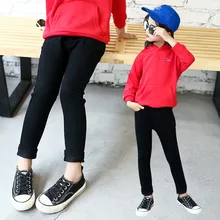 Черные эластичные повседневные штаны для девочек весенне-осенний стиль, корейский стиль, западный стиль, средний и большой размер, для детей