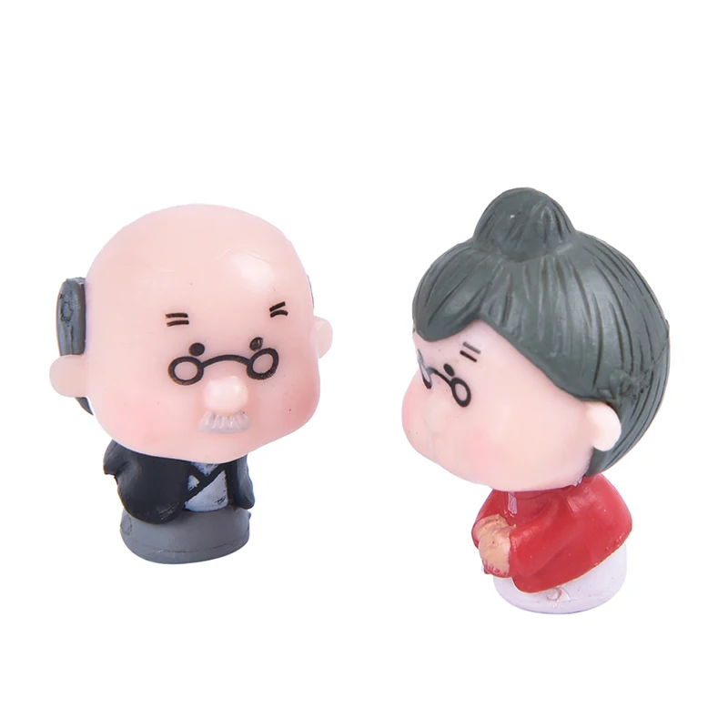 1Pair Figures Grandma Grandpa Sweety Lovers Couple Ornament For Fairy Garden Figurines Miniature Christmas Home Decoration