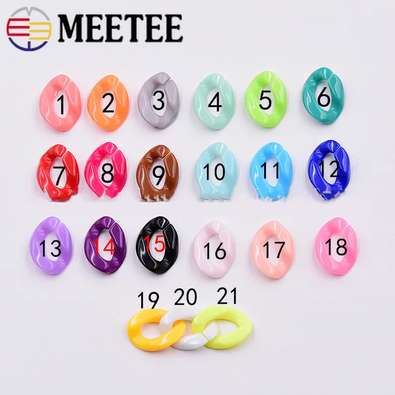 Meetee 100 шт. 23*17 мм полимерные акриловые звенья цепи очаровательные цветные кольца