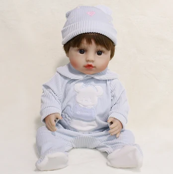 

45CM Full Silicone Dolls Short Hair Baby Doll Toys For Girls Cute Bebe Reborn Toddler Full Body Silicone Baby Dolls With Clothes
