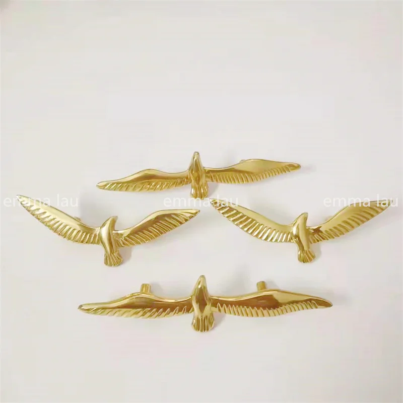 Grande Forma de Gaivota Armário Maçaneta da Porta de Latão Sólido Móveis Gaveta Puxadores Armário Puxa Ouro Cozinha Arte Gabinete Alças