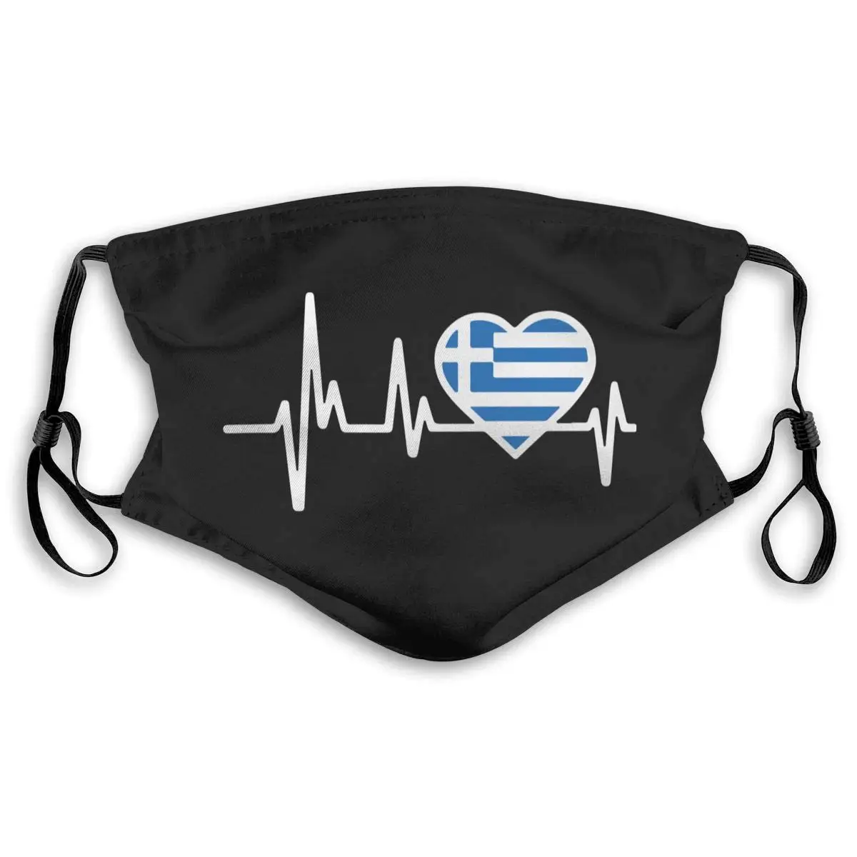 Greece Heartbeat Flag Unisex Anti-Pollution Mask Dust with Filter Black | Аксессуары для одежды