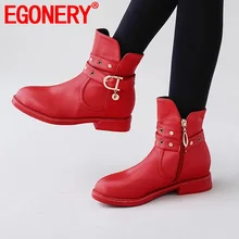 EGONERY/классная заклепка в стиле панк; ботильоны; модные зимние ботильоны; милые женские туфли на плоской подошве розового, фиолетового, белого, розового, красного цвета; размеры 34-39