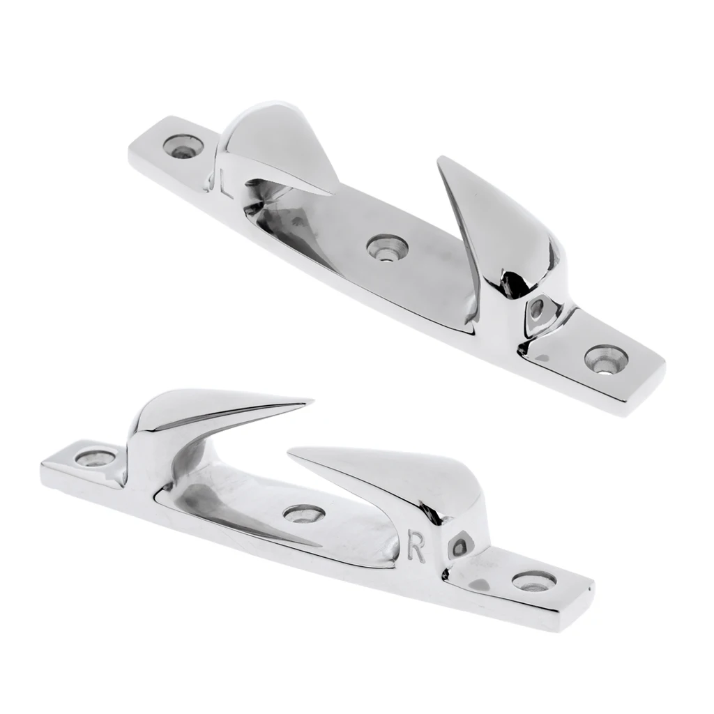2pcs 316 Stainless Steel Skean Boat Yacht Deck Line Dock Anchor Rope Cleat Chock Left & Right - 4.7 inch 12cm