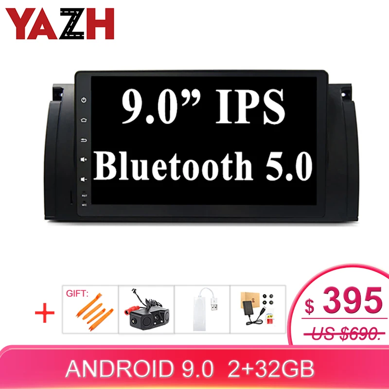 YAZH Android 9 0 Восьмиядерный автомобильный радиоприемник стерео для BMW E39 353 X5 M5 Wifi RDS