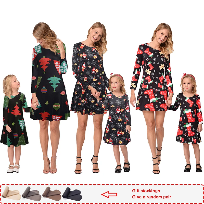 Платье для мамы и дочки рождественские пижамы осень 2019 Семейные комплекты платья