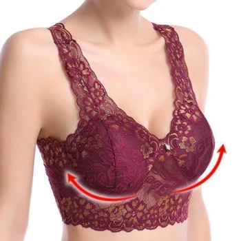 

Sexy Lingerie Plus Big Size Sleep Bra for Women Lace Beauty Back Ultra-thin Underwear Brassiere Intimates Shockproof Breathable