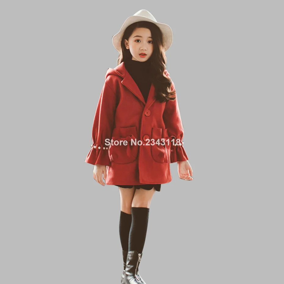 

Jacket For Girls Solid Windbreaker For Girl Full Length Children Outerwear Spring Autumn Costumes For Girls 6 8 10 12 14 Clothes