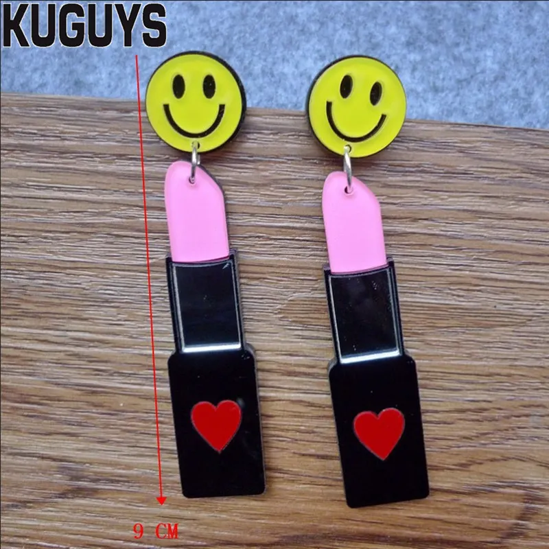 DROP EARRING KUGUYS, ювелирные изделия, акриловые гипербола, длинные серьги для женщин, Pendientes, хип-хоп помада, серьги-капли, женские серьги - Окраска металла: DROP EARRING