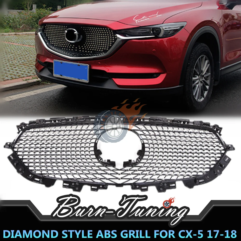 Черный ABS Алмазный Стиль гриль для Mazda CX-5 CX5- внешняя гоночная Решетка переднего бампера капот автомобиля стиль гриль