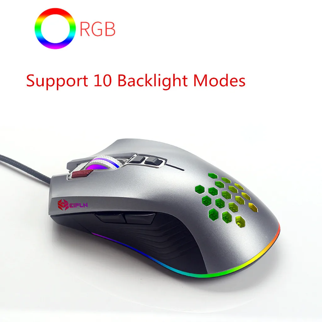 Проводная игровая мышь 8 программируемых клавиш 4800 dpi Регулируемая RGB подсветка оптическая проводная мышь для ПК ноутбук компьютерная игра 728#2
