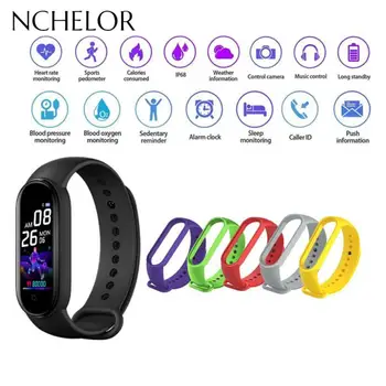 

M5 Smart Fitness Bracelet Waterproof Men's Watch Sports Tracker Heart Rate Monitoring Digital Clock Wearable Device Wristband