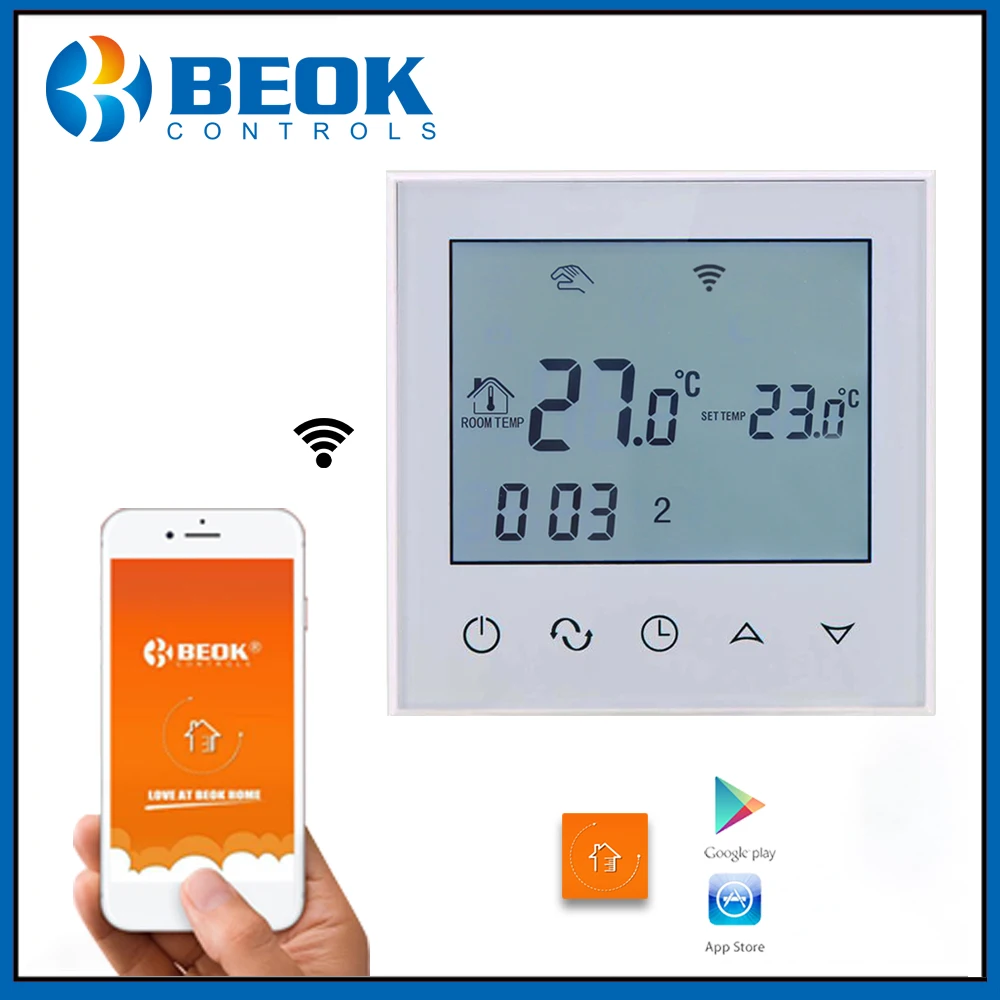 Beok TDS21WIFI-EP Wifi Function Thermostat White Back Light Smart Temperature Regulator Support Alexa Google Home