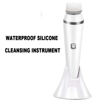 

Electric Silicone Face Cleansing Brush Waterproof Facial Wash Tool Soft Set Deep Cleansing Skin Care 4 Heads Pore Cleanser Brush