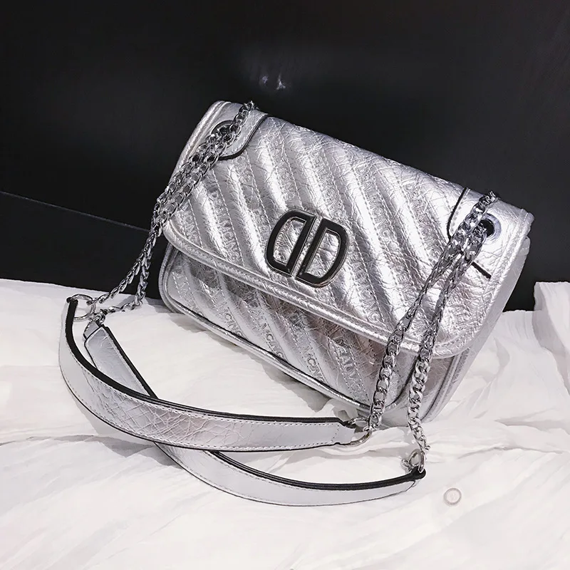 

Soft Surface Twill Fashion Metal Letter DD Square Sling Bag Catwalks Celebrity Style One-Shoulder Diagonal Handbag
