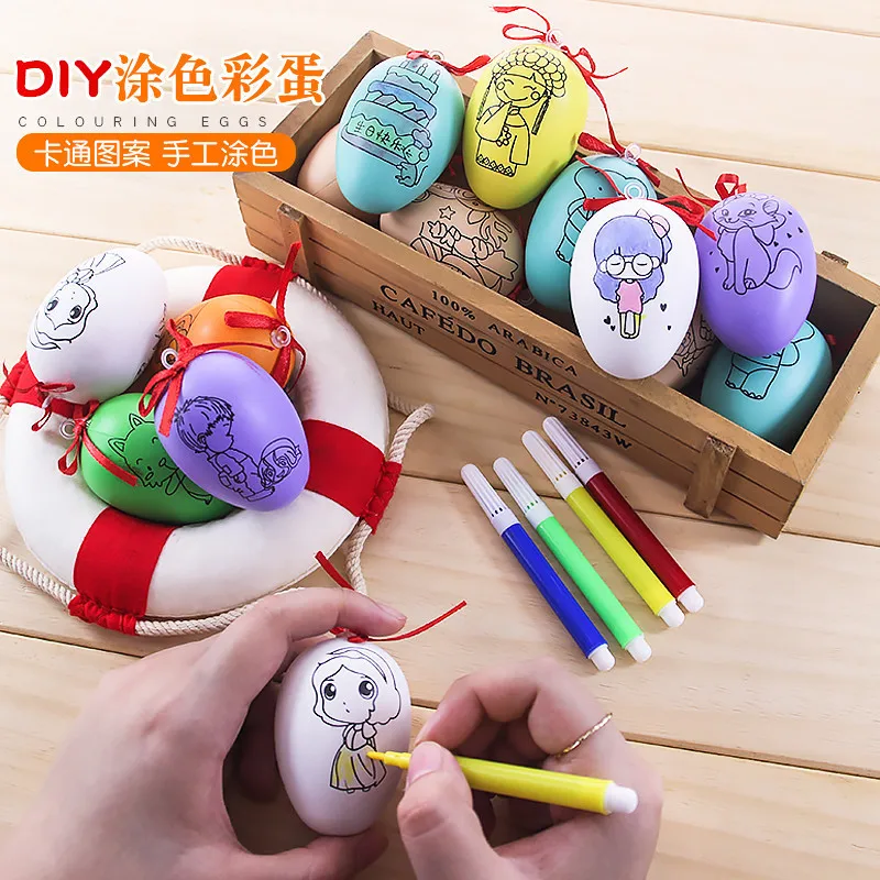 Детские ручной работы DIY расписные яйца 5 штук Обучающие пасхальные расписные яйца мультфильм креативная модель цветная модель яйца