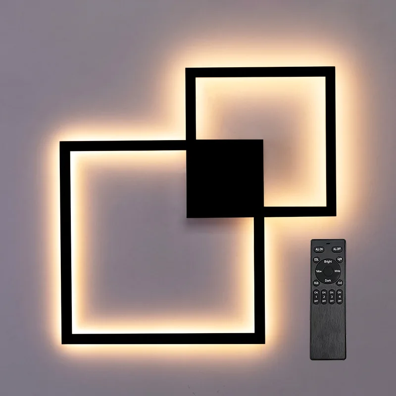 sconce light fixture Hartisan Remote Control Wall LED Lamp 24W Dimmable Square Design Bedroom Living Room Wall Light Modern Decoration Lighting vintage wall lights Wall Lamps