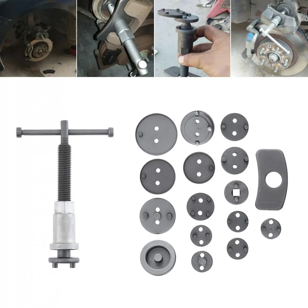 18pcs/set Universal Car Disc Brake Caliper Wind Back Brake Piston Compressor Pad Regulator Tool Kit Replaceable Brake Piston