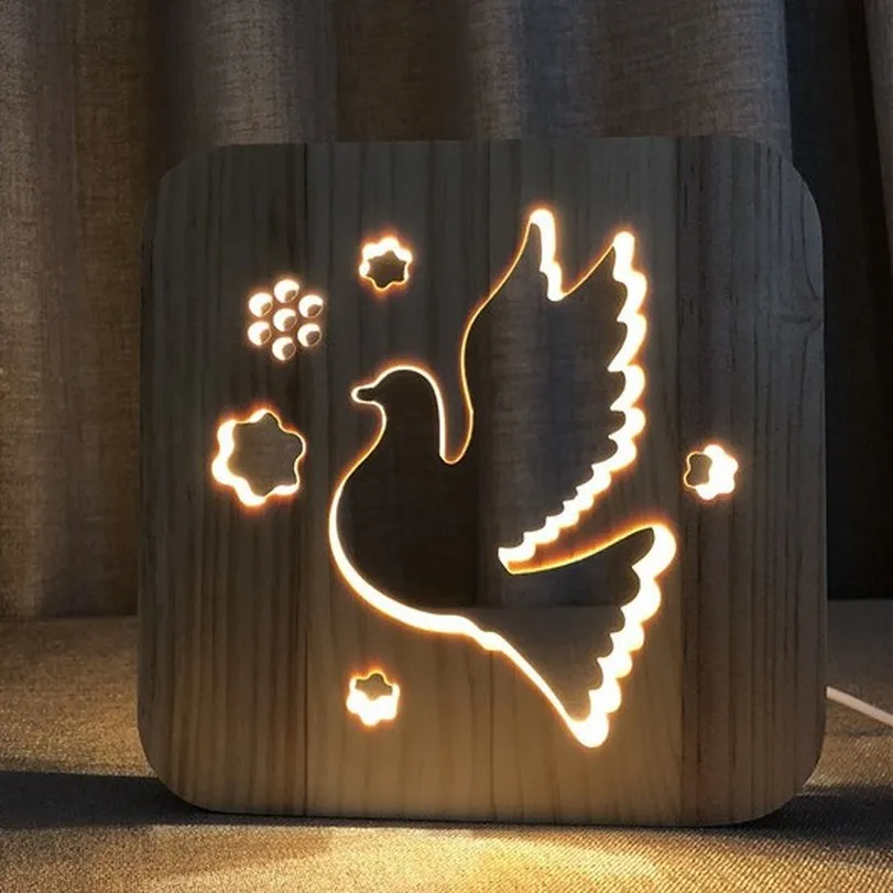 Peace Pigeon резьба по дереву настольные лампы для спальни прикроватная лампа