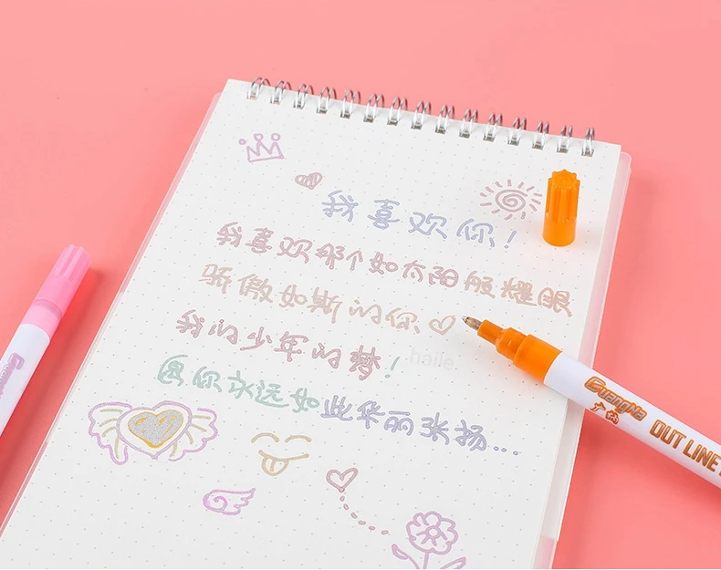 Haile 12 Farbe 0,7mm Dreamline Doppel Linien Kontur Kunst Marker Stift Highlighter Skizzieren Tagebuch Scrapbooking Kinder Weihnachten Geschenk – Detail 15