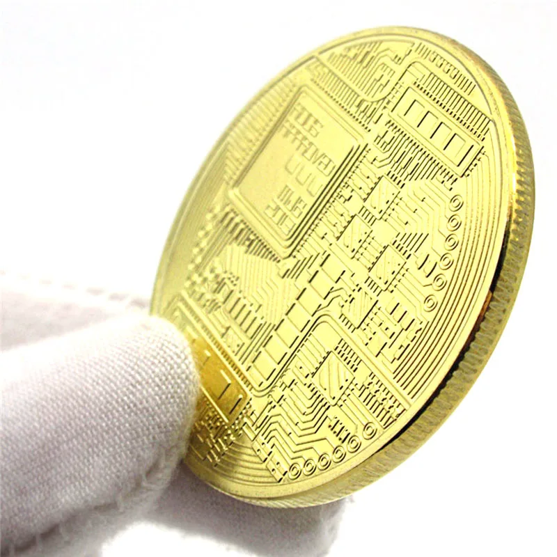 Gold Plated Collectible Bitcoin Coin Physical Art Collection Gift