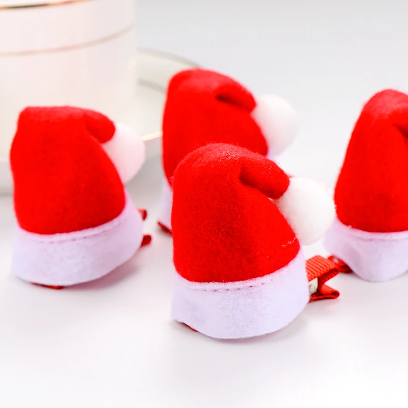 

2Pcs/set Christmas Hat Hair Clip Cute Red Santa Hat Hair Barrettes Grips Accessories For Toddlers Kids Girls Festive Decoration
