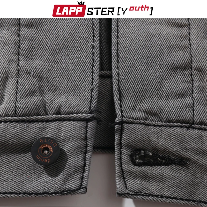 LAPPSTER-Youth мужские джинсовые куртки с галстуком-красителем Мужские Винтажные джинсовые куртки Harajuku пальто мужские осенние дизайнерские черные ветровки