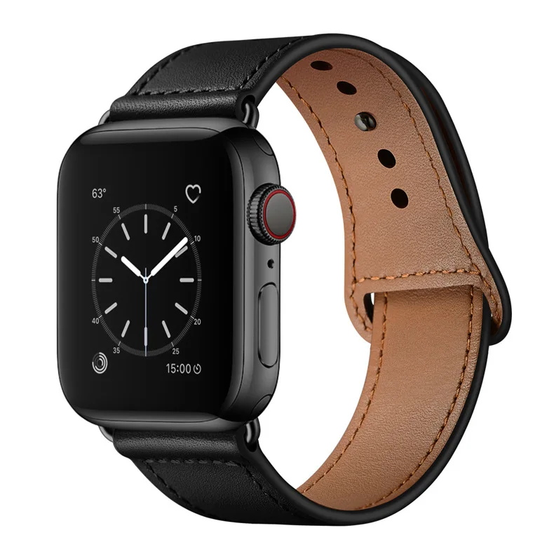 Ремешок для часов из натуральной кожи для Apple watch 4, 5, 40, 44 мм, ремешок с петлей, мужской кожаный ремень для iwatch 38 мм, 40 мм, сменный ремешок