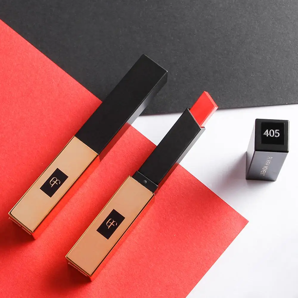 

2019 New 10 Colors Matte Lipstick Square Tube luxury gold bar dumb matte Lipstick Cosmetics Batom Matte lippenstift Makeup