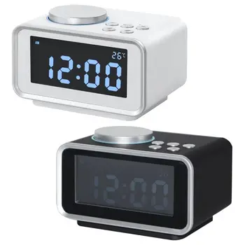 

US Plug Led Digital Alarm Clock FM Radio Loud Alarm Clock For Heavy Sleepers With Brightness Dimmer Dual Alarm 2 USB Charging Po