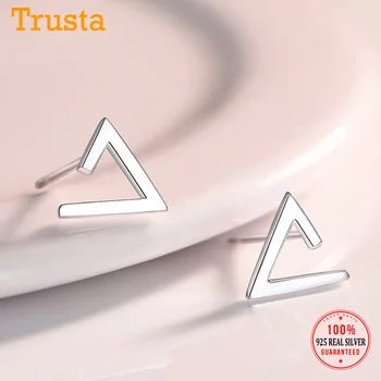

Trustdavis Real 925 Sterling Silver Charm Geometric Triangle Stud Earrings For Fashion Women Wedding Party Fine Jewelry DA1634